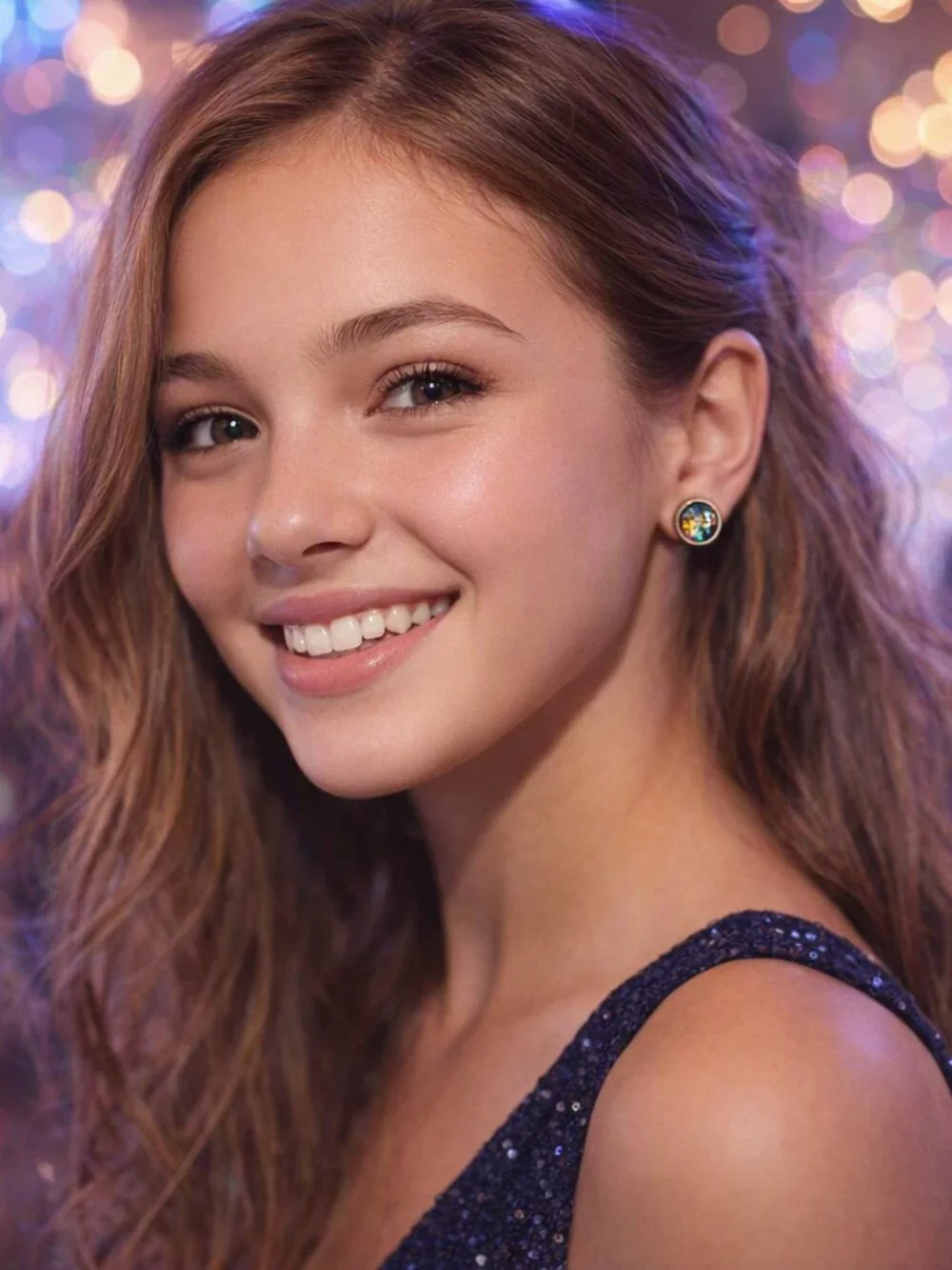 Silver Tone Butterfly/Clock Theme Stud Earrings For Teens